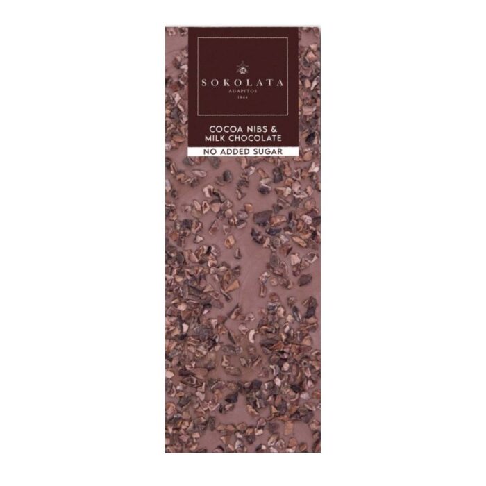 Agapitos No Added Sugar Milk Chocolate & Cocoa Nibs 55gr - Image 1