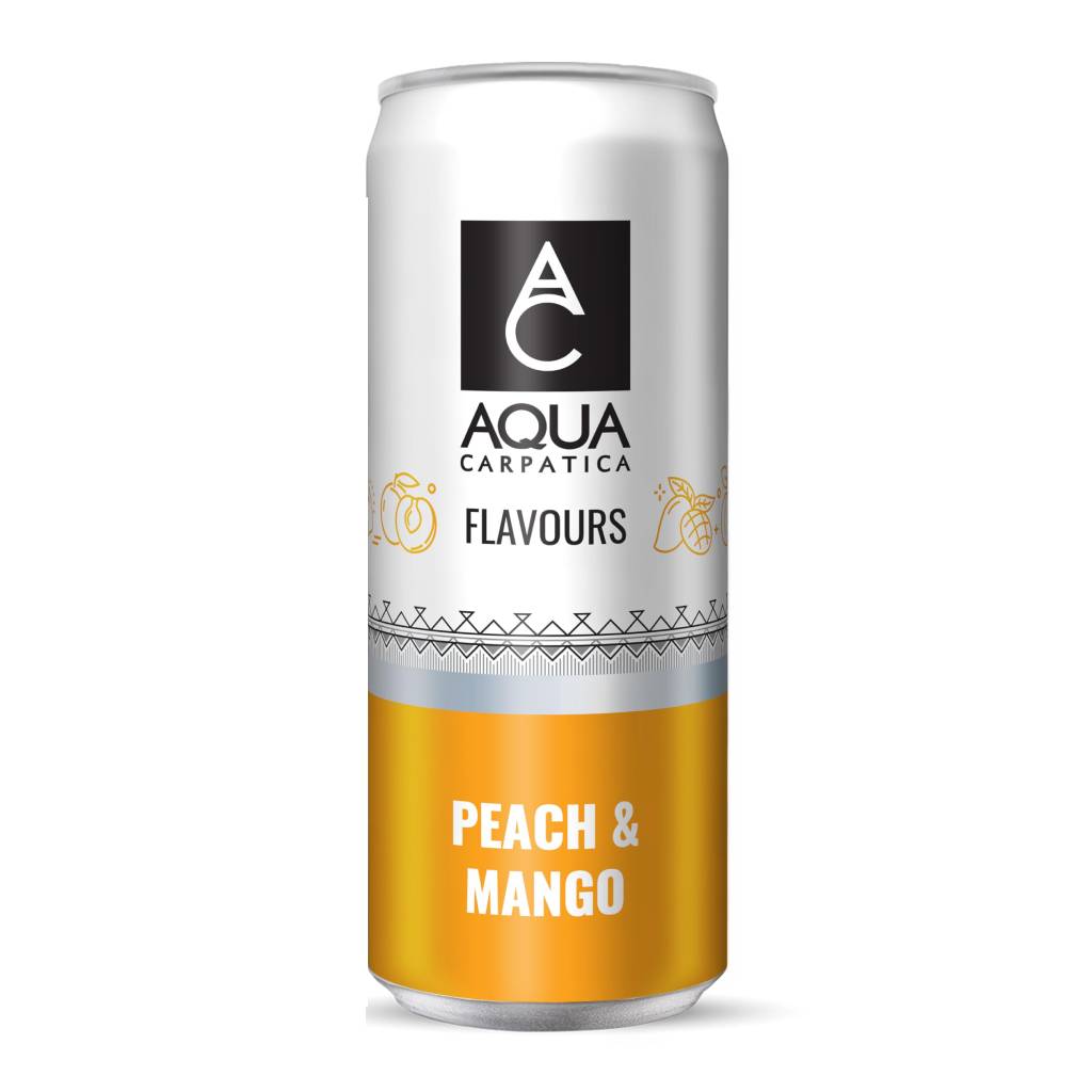 AQUA-PINK-PEACH-MANGO-CAN-330ML Aqua Carpatica Αναψυκτικό Peach & Mango Can 330ml - Image 1