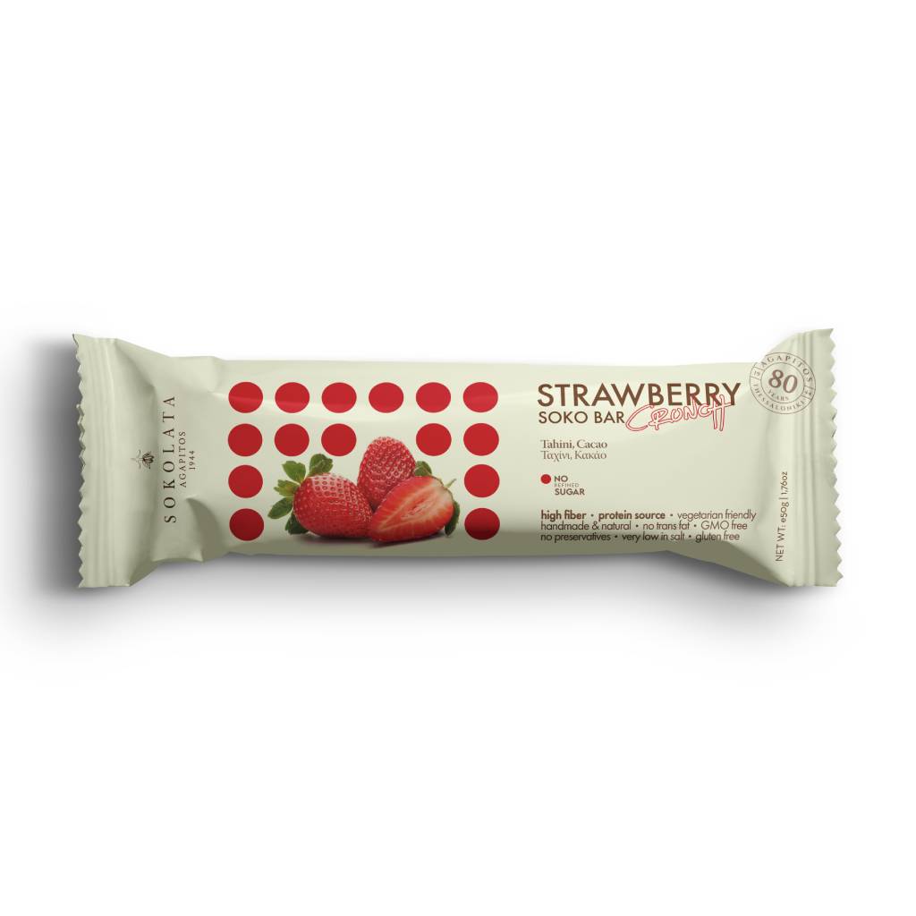 Agapitos-Strawberry-Sokocrunch-Bar-50gr Agapitos Strawberry Sokocrunch Bar 50gr - Image 1