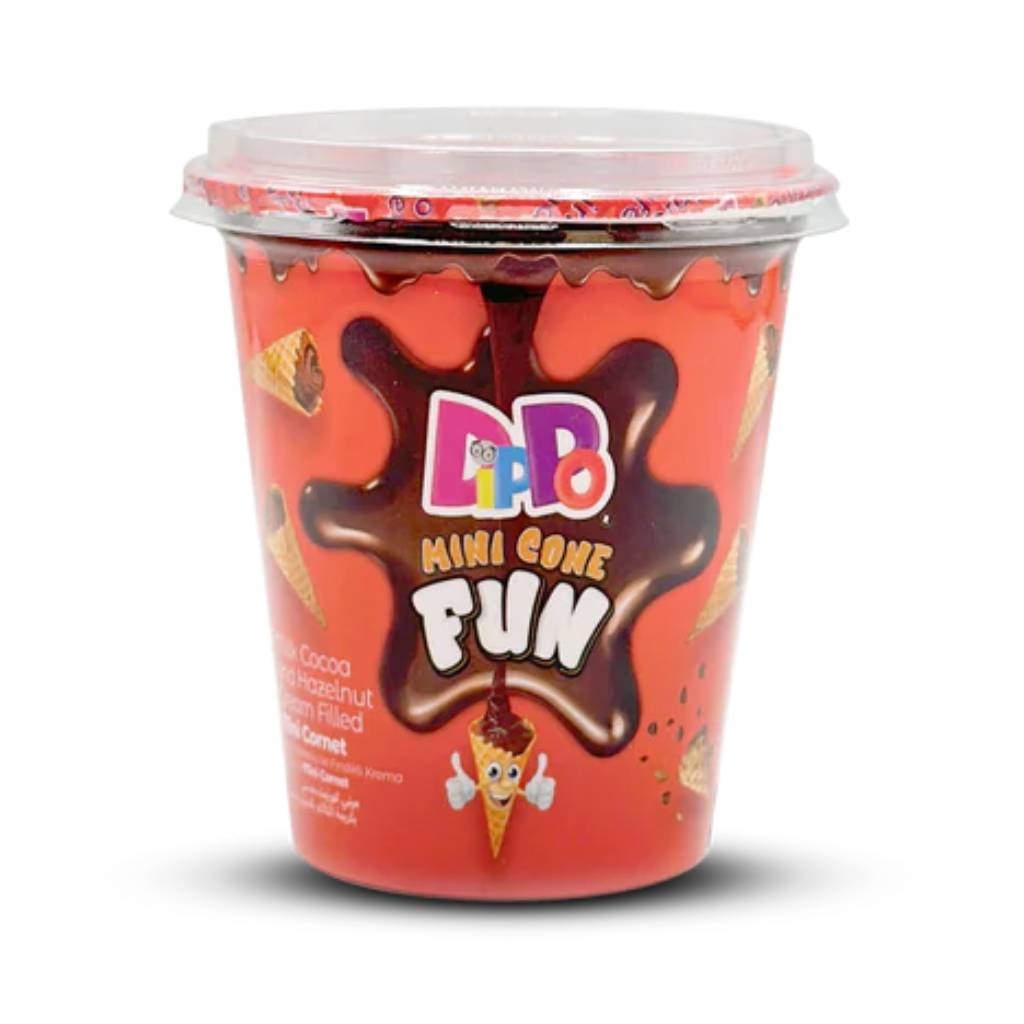 Dippo-Mini-Waffer-Cones-With-Cocoa-Hazelnut-100gr Dippo Mini Waffer Cones With Cocoa Hazelnut 100gr - Image 1
