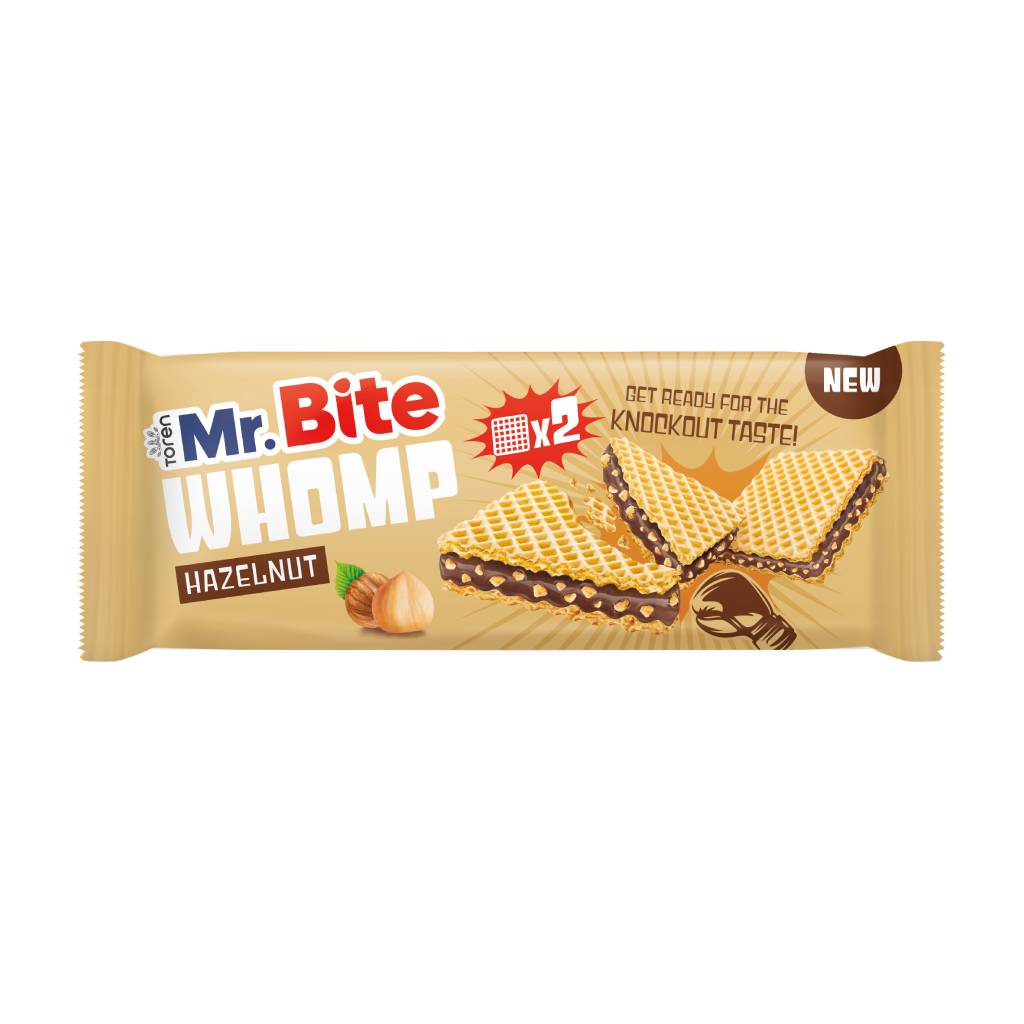Mr-Bite-Whomp-hazelnut-44gr Mr Bite Whomp Γκοφρέτα Με Κρέμα Φουντουκιού 44gr - Image 1