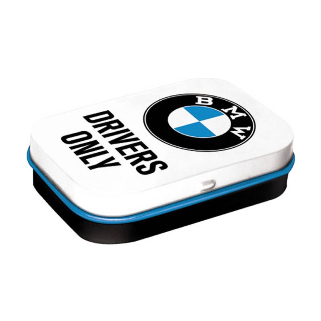 Nostalgic-Art-BMW-Drivers-Only-White-Mints-15gr Nostalgic-Art BMW - Drivers Only White Mints 15gr - Image 1