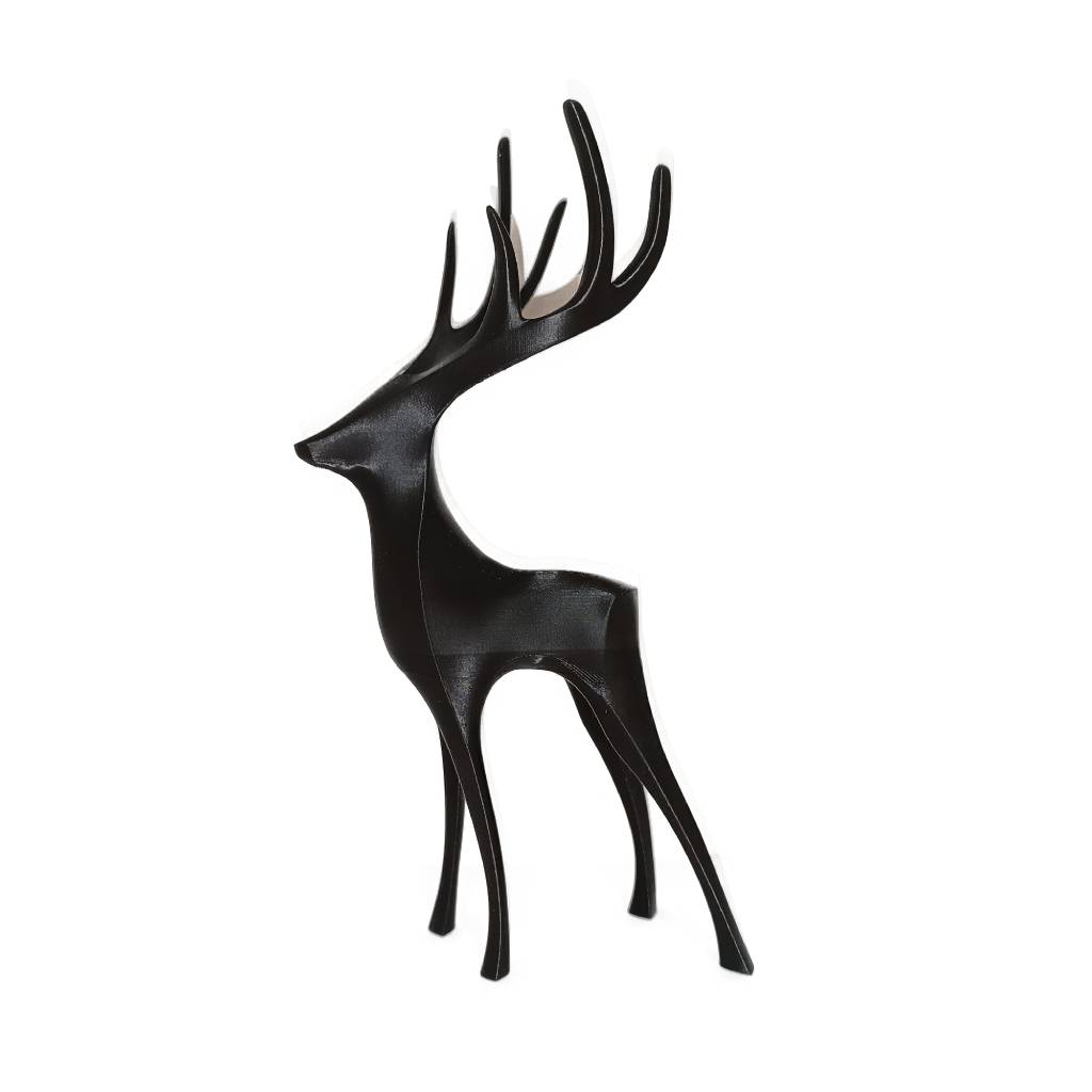 3D Printed Christmas Deer - Black - Handmade 3D Printed Christmas Deer - Black - Handmade - Image 1