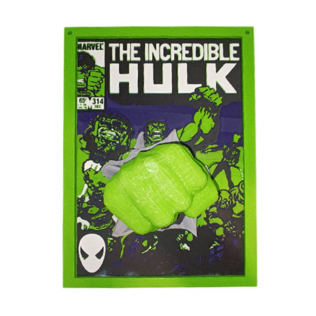 3d printed Hulk (1) 3D Printed Hulk Comic Cover Pop Out - Handmade - Image 1