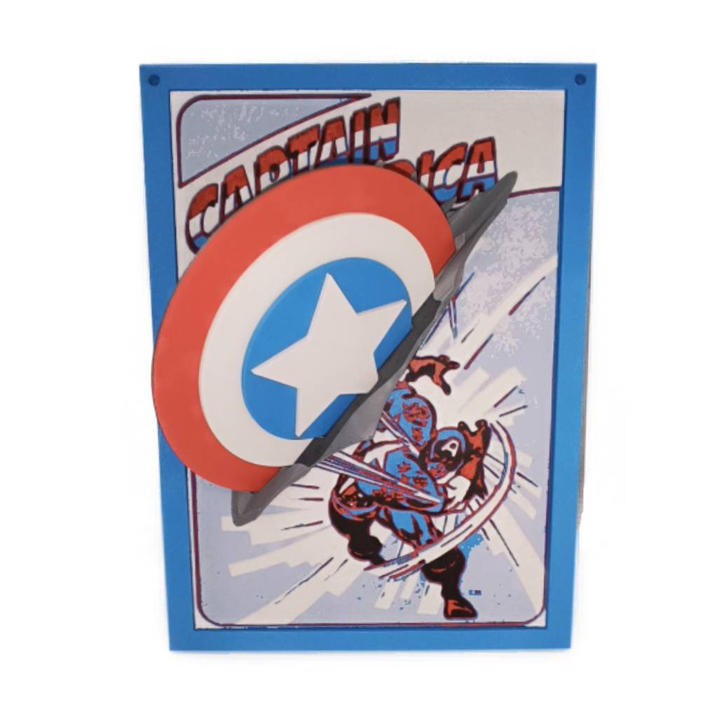 3d printed captain amer 3D Printed Captain America Comic Cover Pop Out - Handmade - Image 1