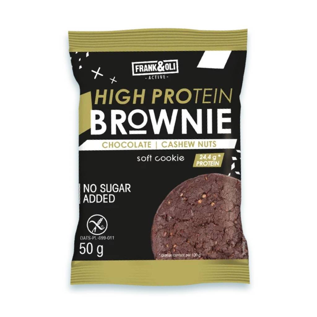 Frank & Oli High Protein Soft Cookie Brownie & Caswe Nuts 50gr Frank & Oli High Protein Soft Cookie Brownie & Caswe Nuts 50gr - Image 1
