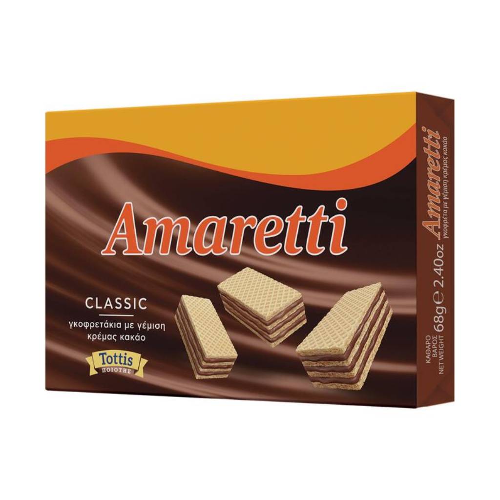 Amaretti gofreta kakao 68gr Amaretti Γκοφρέτα Κρέμα Κακάο 68gr - Image 1