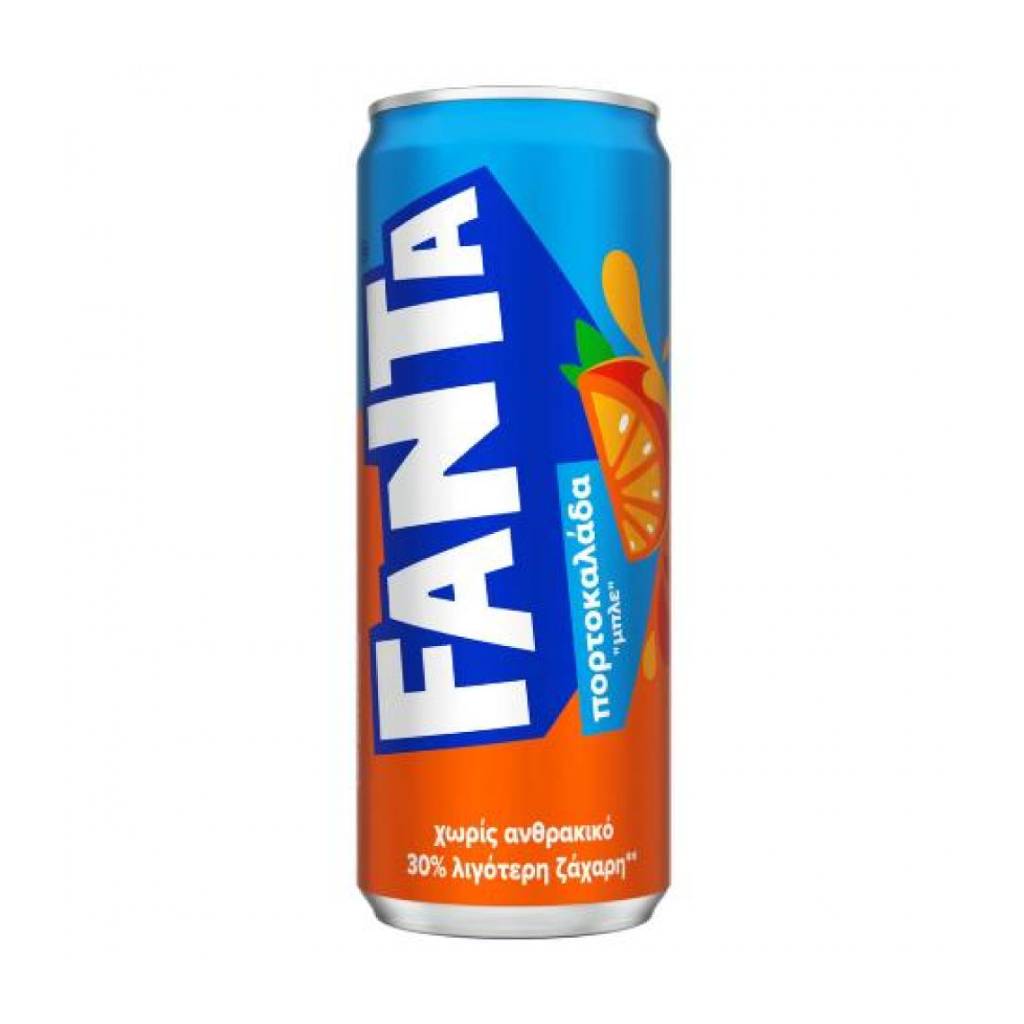 Fanta portokalada mple 330ml Fanta Πορτοκαλάδα Μπλε 330ml - Image 1
